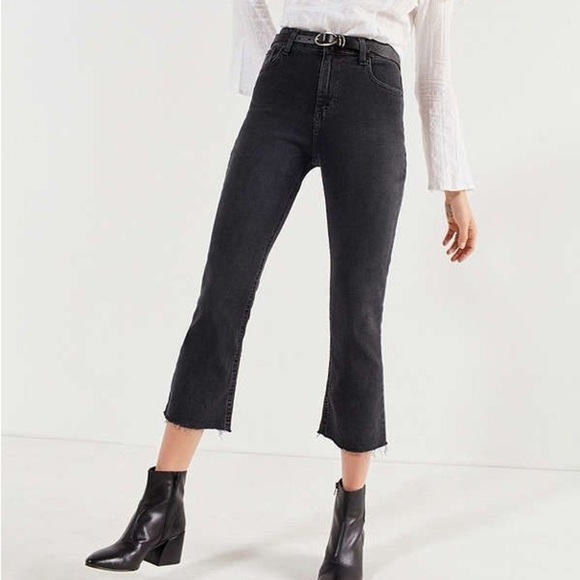 BDG Kick Flare High Rise Cropped Black Jeans - Picture 4 of 16